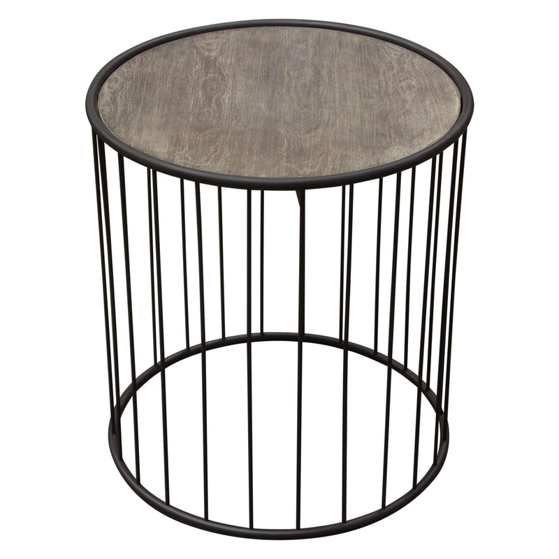Gibson 22" Round End Table with Grey Oak Finished Top and Metal Base by Diamond Sofa - Furniture City (CA)l