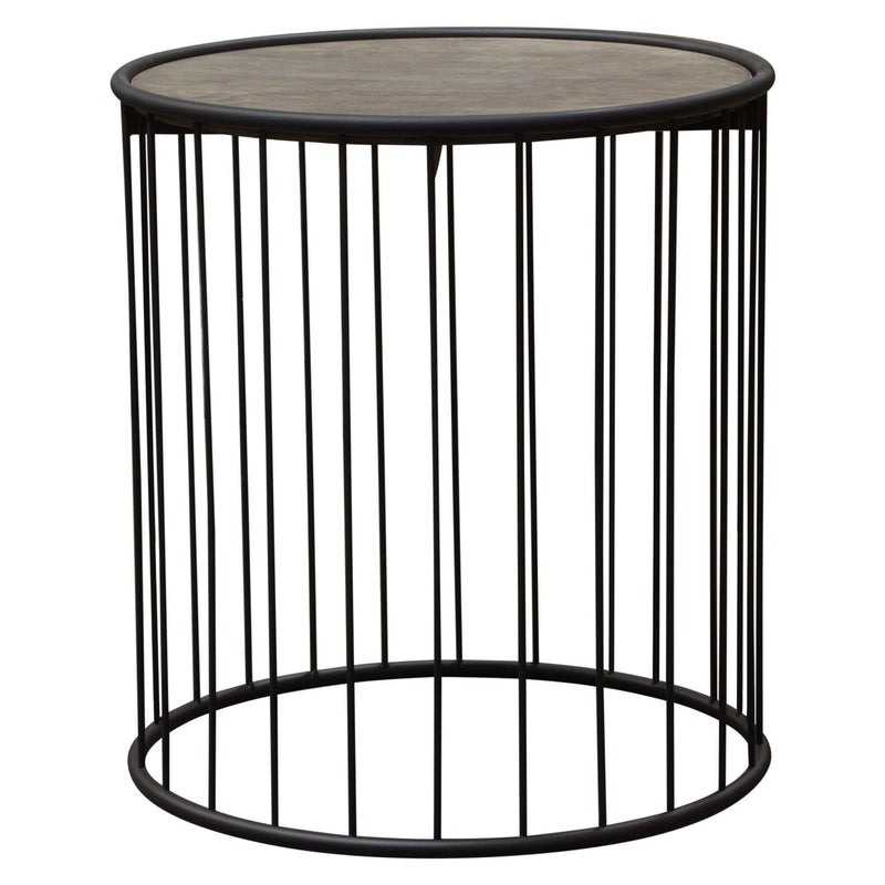 Gibson 22" Round End Table with Grey Oak Finished Top and Metal Base by Diamond Sofa - Furniture City (CA)l