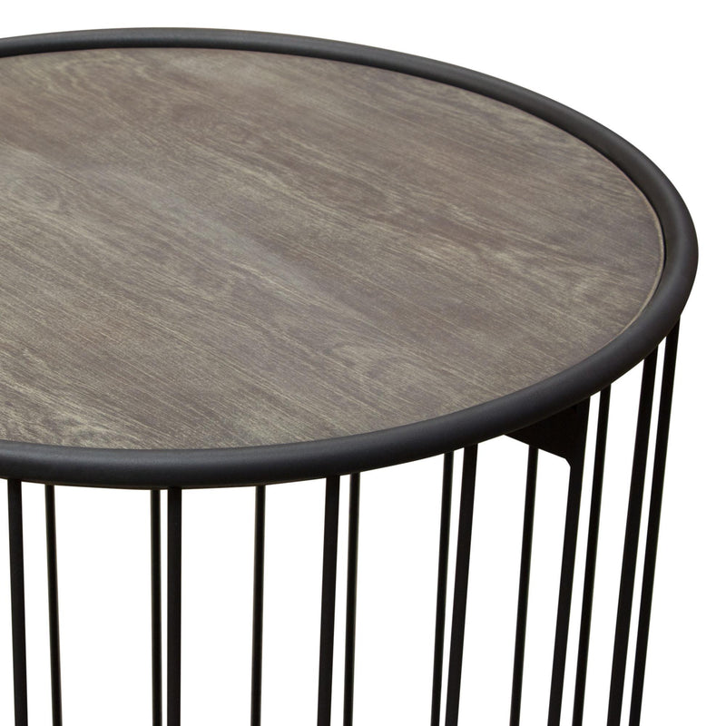 Gibson 22" Round End Table with Grey Oak Finished Top and Metal Base by Diamond Sofa - Furniture City (CA)l