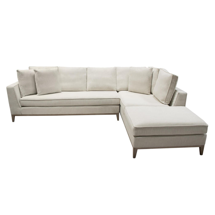 Haven RF 2PC Sectional in Cream Polyester Fabric w/ Loose Pillow Back & Wood Leg Accent by Diamond Sofa