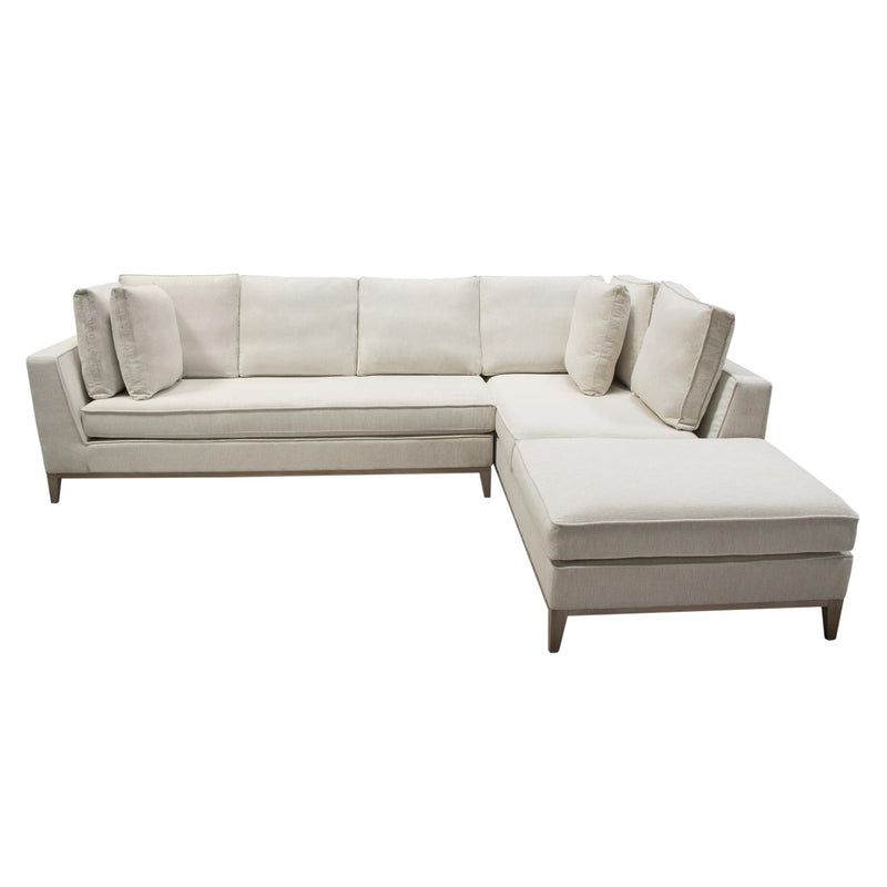 Haven RF 2PC Sectional in Cream Polyester Fabric w/ Loose Pillow Back & Wood Leg Accent by Diamond Sofa - Furniture City (CA)l