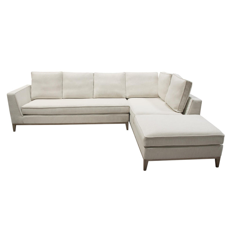 Haven RF 2PC Sectional in Cream Polyester Fabric w/ Loose Pillow Back & Wood Leg Accent by Diamond Sofa - Furniture City (CA)l