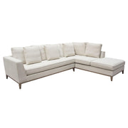 Haven RF 2PC Sectional in Cream Polyester Fabric w/ Loose Pillow Back & Wood Leg Accent by Diamond Sofa - Furniture City (CA)l