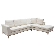 Haven RF 2PC Sectional in Cream Polyester Fabric w/ Loose Pillow Back & Wood Leg Accent by Diamond Sofa - Furniture City (CA)l