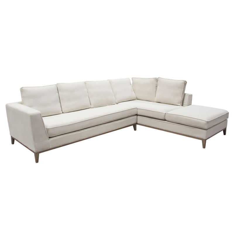 Haven RF 2PC Sectional in Cream Polyester Fabric w/ Loose Pillow Back & Wood Leg Accent by Diamond Sofa - Furniture City (CA)l