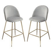 Lilly Set of (2) Bar Height Chairs in Grey Velvet w/ Brushed Gold Metal Legs by Diamond Sofa - Furniture City (CA)l