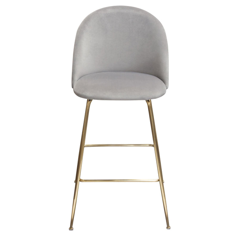 Lilly Set of (2) Bar Height Chairs in Grey Velvet w/ Brushed Gold Metal Legs by Diamond Sofa - Furniture City (CA)l