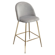 Lilly Set of (2) Bar Height Chairs in Grey Velvet w/ Brushed Gold Metal Legs by Diamond Sofa - Furniture City (CA)l