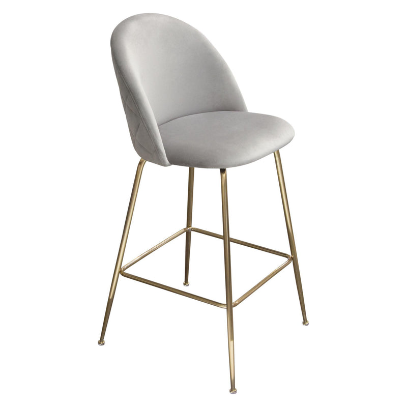 Lilly Set of (2) Bar Height Chairs in Grey Velvet w/ Brushed Gold Metal Legs by Diamond Sofa - Furniture City (CA)l