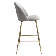 Lilly Set of (2) Bar Height Chairs in Grey Velvet w/ Brushed Gold Metal Legs by Diamond Sofa - Furniture City (CA)l