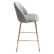 Lilly Set of (2) Bar Height Chairs in Grey Velvet w/ Brushed Gold Metal Legs by Diamond Sofa - Furniture City (CA)l
