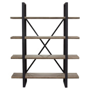 Montana 73" 4-Tiered Shelf Unit in Rustic Oak Finish with Iron Frame by Diamond Sofa - Furniture City (CA)l