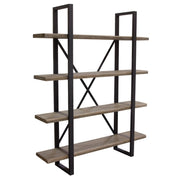 Montana 73" 4-Tiered Shelf Unit in Rustic Oak Finish with Iron Frame by Diamond Sofa - Furniture City (CA)l