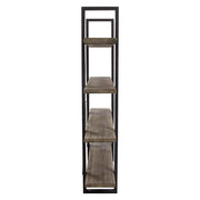 Montana 73" 4-Tiered Shelf Unit in Rustic Oak Finish with Iron Frame by Diamond Sofa - Furniture City (CA)l