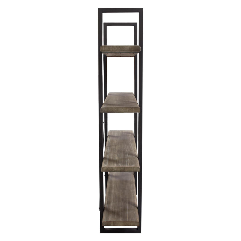 Montana 73" 4-Tiered Shelf Unit in Rustic Oak Finish with Iron Frame by Diamond Sofa - Furniture City (CA)l