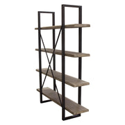 Montana 73" 4-Tiered Shelf Unit in Rustic Oak Finish with Iron Frame by Diamond Sofa - Furniture City (CA)l
