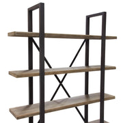 Montana 73" 4-Tiered Shelf Unit in Rustic Oak Finish with Iron Frame by Diamond Sofa - Furniture City (CA)l