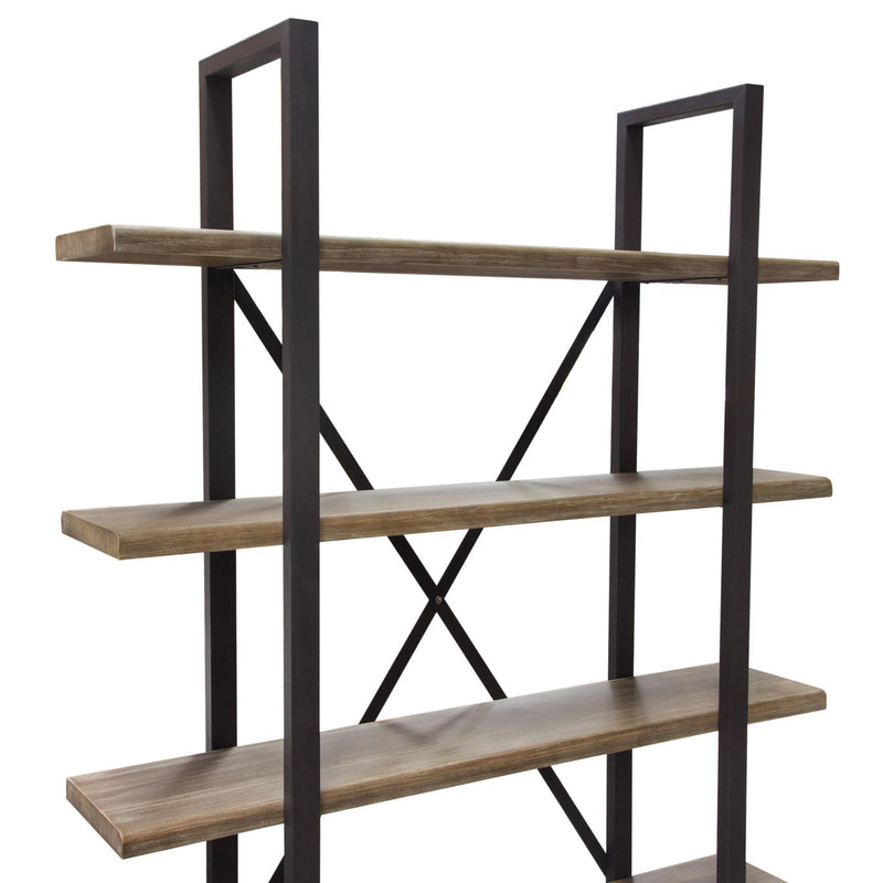 Montana 73" 4-Tiered Shelf Unit in Rustic Oak Finish with Iron Frame by Diamond Sofa - Furniture City (CA)l
