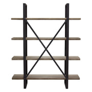 Montana 73" 4-Tiered Shelf Unit in Rustic Oak Finish with Iron Frame by Diamond Sofa - Furniture City (CA)l