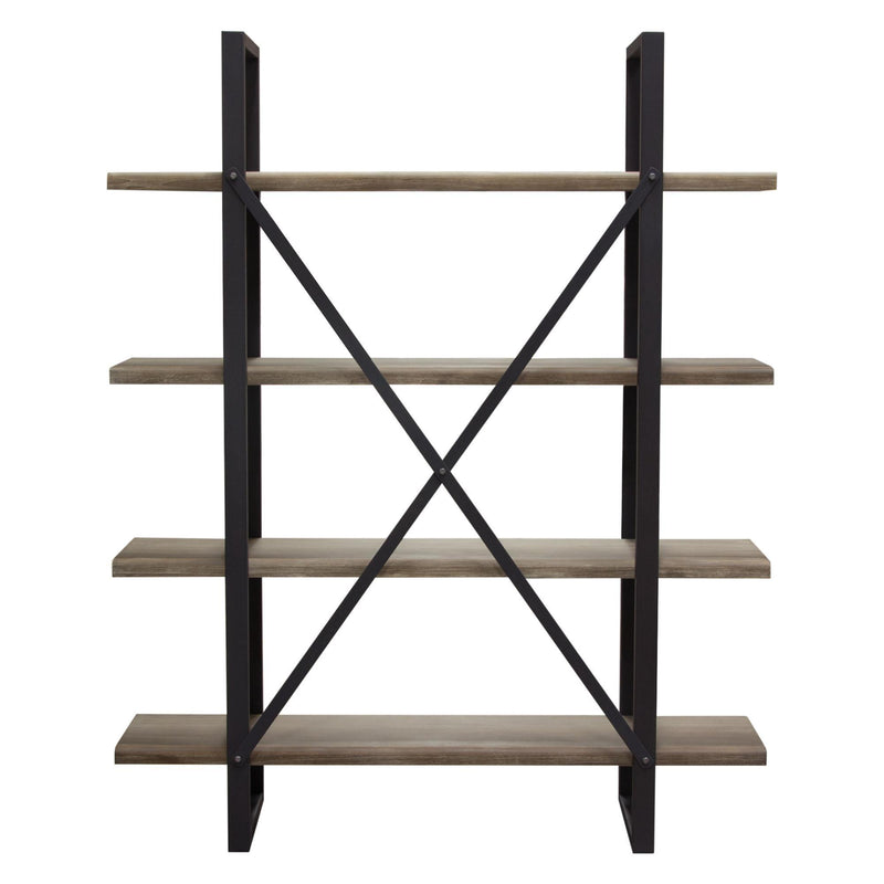 Montana 73" 4-Tiered Shelf Unit in Rustic Oak Finish with Iron Frame by Diamond Sofa - Furniture City (CA)l