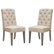 Set of Two Napa Tufted Dining Side Chairs in Sand Linen Fabric with Wood Legs in Grey Oak Finish by Diamond Sofa - Furniture City (CA)l
