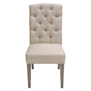 Set of Two Napa Tufted Dining Side Chairs in Sand Linen Fabric with Wood Legs in Grey Oak Finish by Diamond Sofa - Furniture City (CA)l