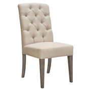 Set of Two Napa Tufted Dining Side Chairs in Sand Linen Fabric with Wood Legs in Grey Oak Finish by Diamond Sofa - Furniture City (CA)l