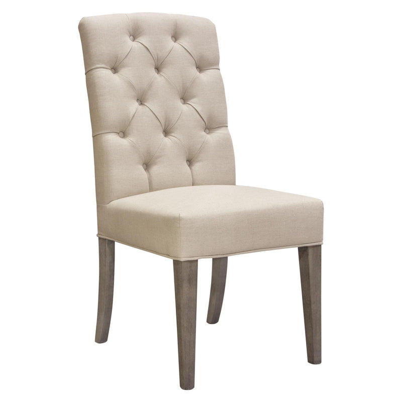Set of Two Napa Tufted Dining Side Chairs in Sand Linen Fabric with Wood Legs in Grey Oak Finish by Diamond Sofa - Furniture City (CA)l