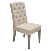 Set of Two Napa Tufted Dining Side Chairs in Sand Linen Fabric with Wood Legs in Grey Oak Finish by Diamond Sofa - Furniture City (CA)l