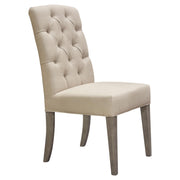 Set of Two Napa Tufted Dining Side Chairs in Sand Linen Fabric with Wood Legs in Grey Oak Finish by Diamond Sofa - Furniture City (CA)l