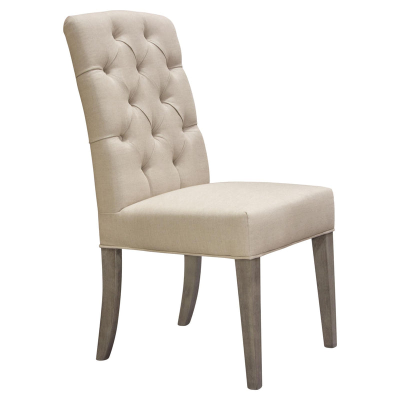 Set of Two Napa Tufted Dining Side Chairs in Sand Linen Fabric with Wood Legs in Grey Oak Finish by Diamond Sofa - Furniture City (CA)l
