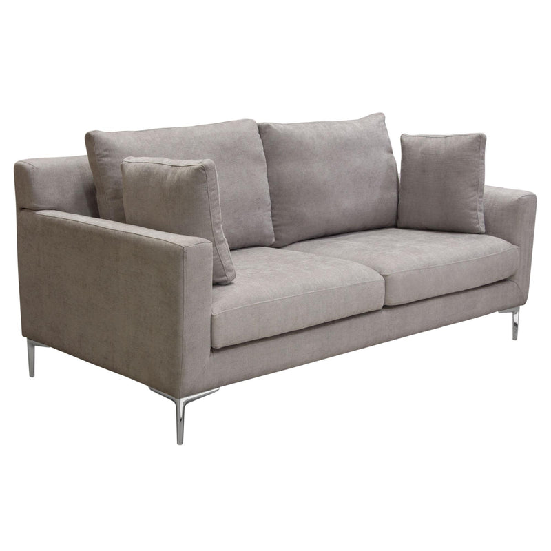 Seattle Loose Back Loveseat in Grey Polyester Fabric w/ Polished Silver Metal Leg by Diamond Sofa - Furniture City (CA)l