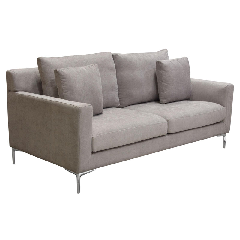 Seattle Loose Back Loveseat in Grey Polyester Fabric w/ Polished Silver Metal Leg by Diamond Sofa - Furniture City (CA)l