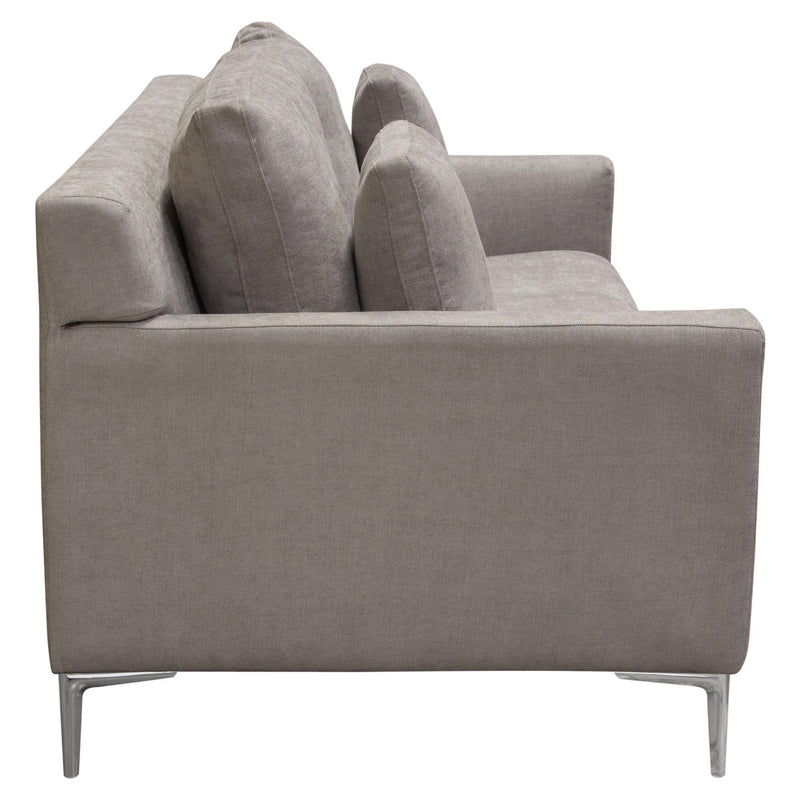 Seattle Loose Back Loveseat in Grey Polyester Fabric w/ Polished Silver Metal Leg by Diamond Sofa - Furniture City (CA)l