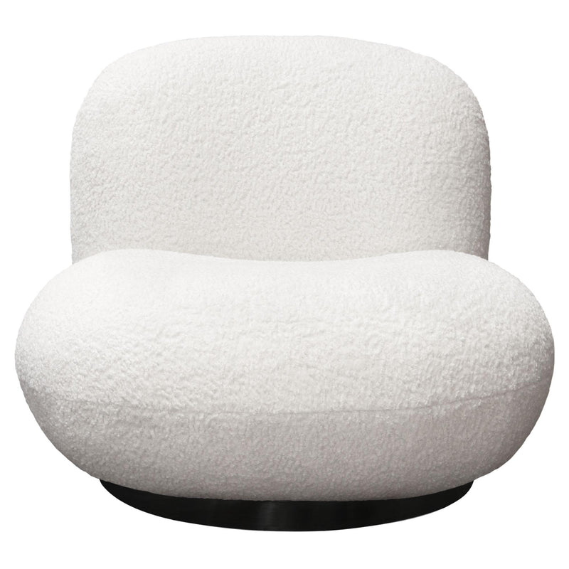 Simone Swivel Accent Chair in White Faux Sheepskin Fabric by Diamond Sofa - Furniture City (CA)l
