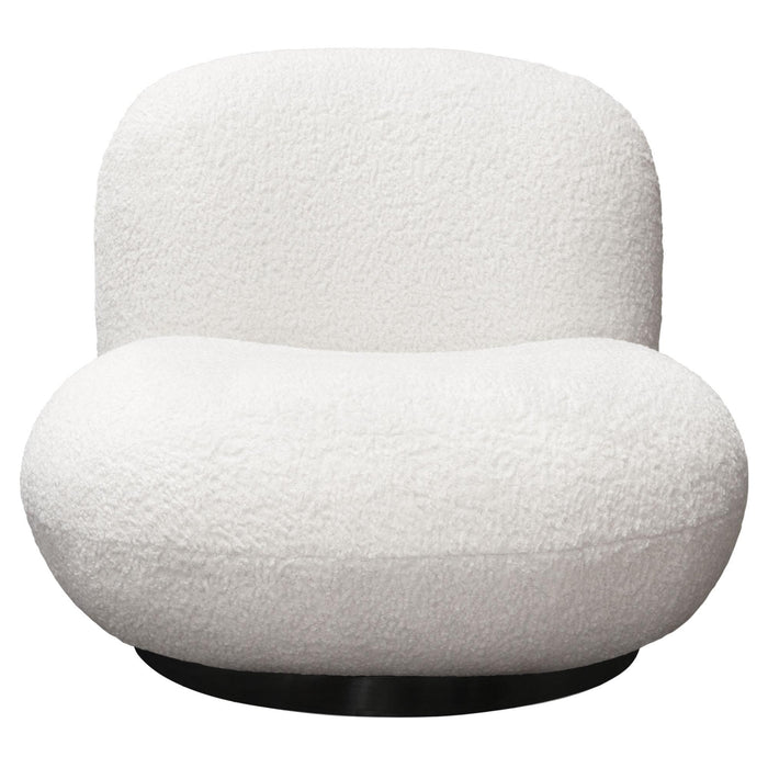 Simone Swivel Accent Chair in White Faux Sheepskin Fabric by Diamond Sofa