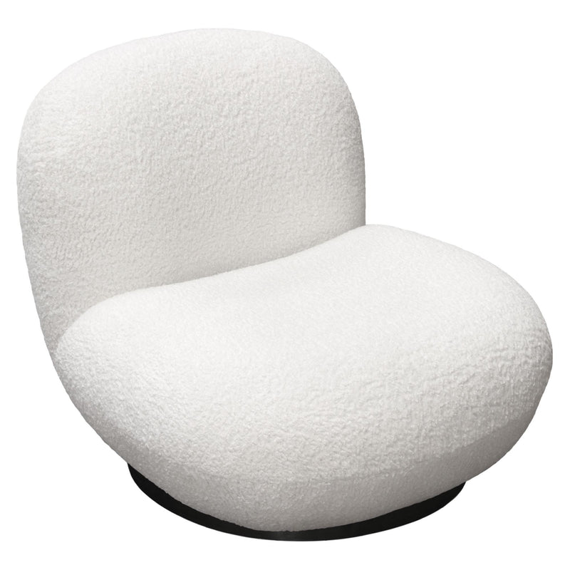 Simone Swivel Accent Chair in White Faux Sheepskin Fabric by Diamond Sofa - Furniture City (CA)l