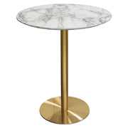Stella 36" Round Bar Height Table w/ Faux Marble Top and Brushed Gold Metal Base by Diamond Sofa - Furniture City (CA)l