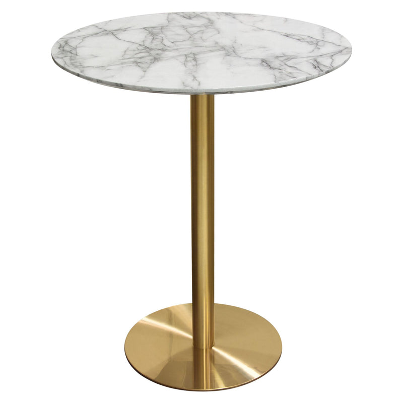 Stella 36" Round Bar Height Table w/ Faux Marble Top and Brushed Gold Metal Base by Diamond Sofa - Furniture City (CA)l