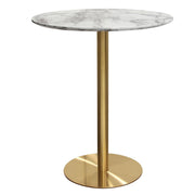 Stella 36" Round Bar Height Table w/ Faux Marble Top and Brushed Gold Metal Base by Diamond Sofa - Furniture City (CA)l