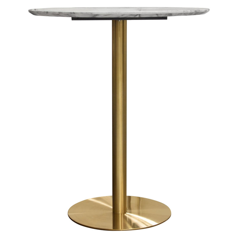 Stella 36" Round Bar Height Table w/ Faux Marble Top and Brushed Gold Metal Base by Diamond Sofa - Furniture City (CA)l