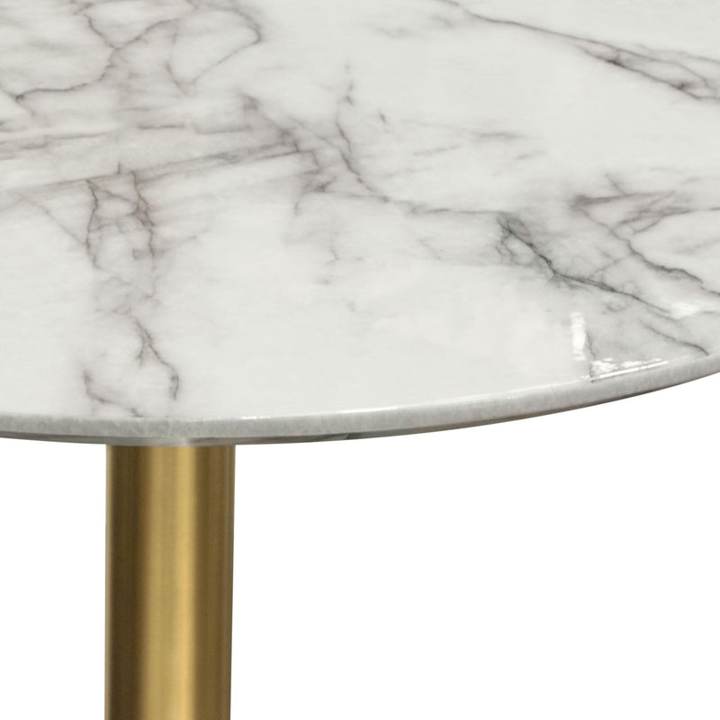 Stella 36" Round Bar Height Table w/ Faux Marble Top and Brushed Gold Metal Base by Diamond Sofa - Furniture City (CA)l