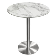 Stella 36" Round Bar Height Table w/ Faux Marble Top and Brushed Silver Metal Base by Diamond Sofa - Furniture City (CA)l