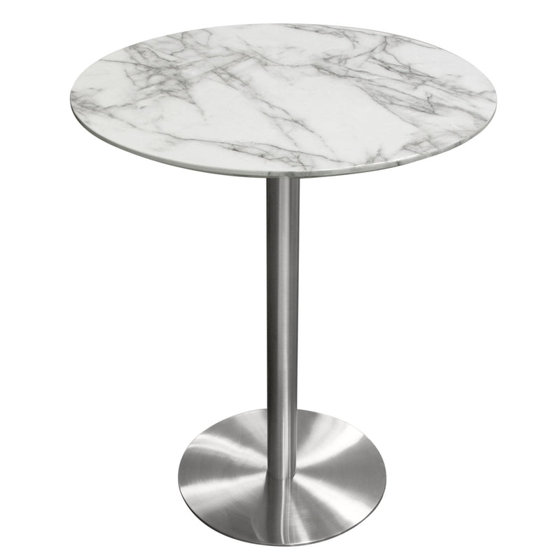 Stella 36" Round Bar Height Table w/ Faux Marble Top and Brushed Silver Metal Base by Diamond Sofa - Furniture City (CA)l