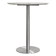 Stella 36" Round Bar Height Table w/ Faux Marble Top and Brushed Silver Metal Base by Diamond Sofa - Furniture City (CA)l
