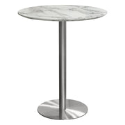 Stella 36" Round Bar Height Table w/ Faux Marble Top and Brushed Silver Metal Base by Diamond Sofa - Furniture City (CA)l