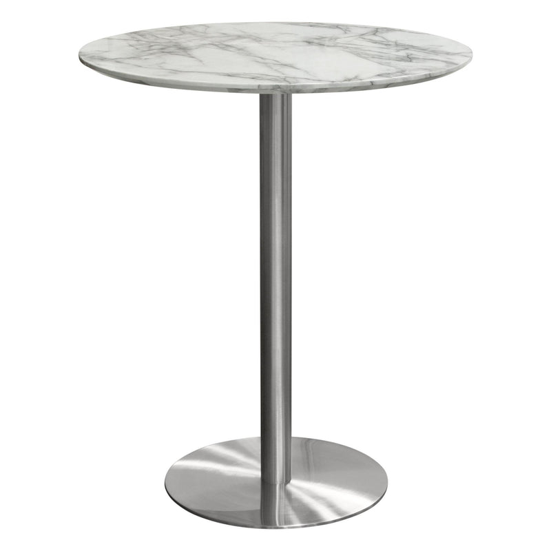Stella 36" Round Bar Height Table w/ Faux Marble Top and Brushed Silver Metal Base by Diamond Sofa - Furniture City (CA)l