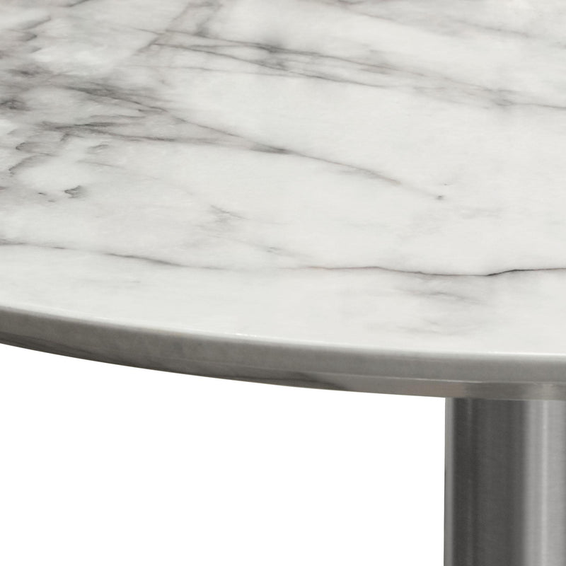 Stella 36" Round Bar Height Table w/ Faux Marble Top and Brushed Silver Metal Base by Diamond Sofa - Furniture City (CA)l