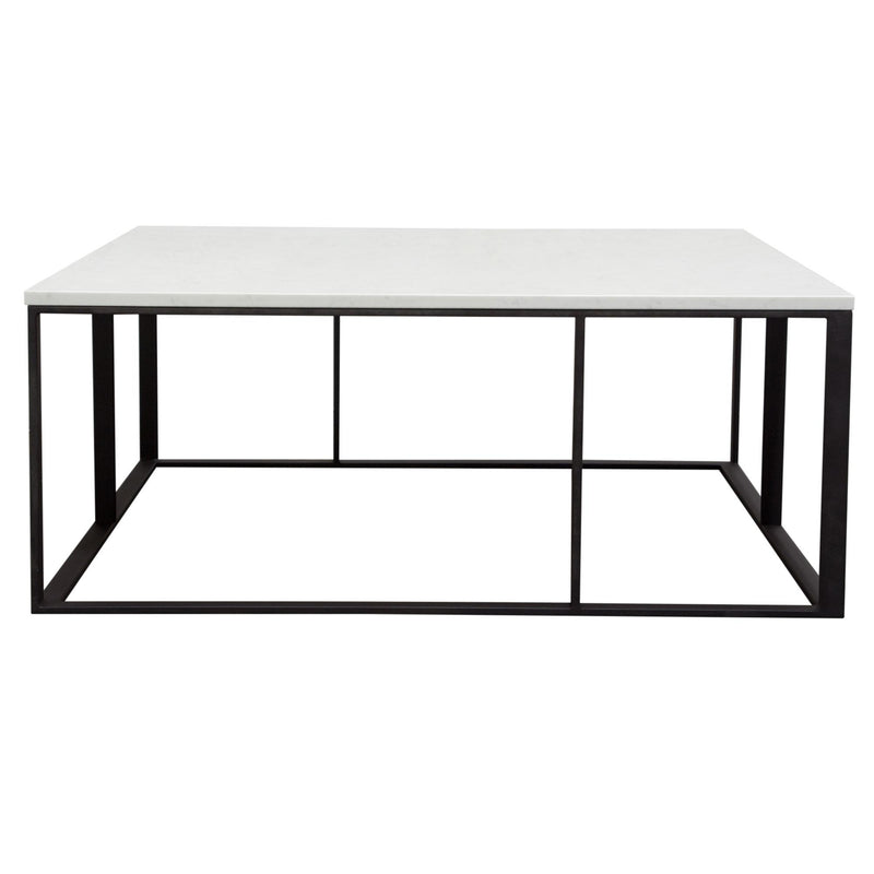 Surface Square Cocktail Table w/ Engineered Marble Top & Black Powder Coated Metal Base by Diamond Sofa - Furniture City (CA)l