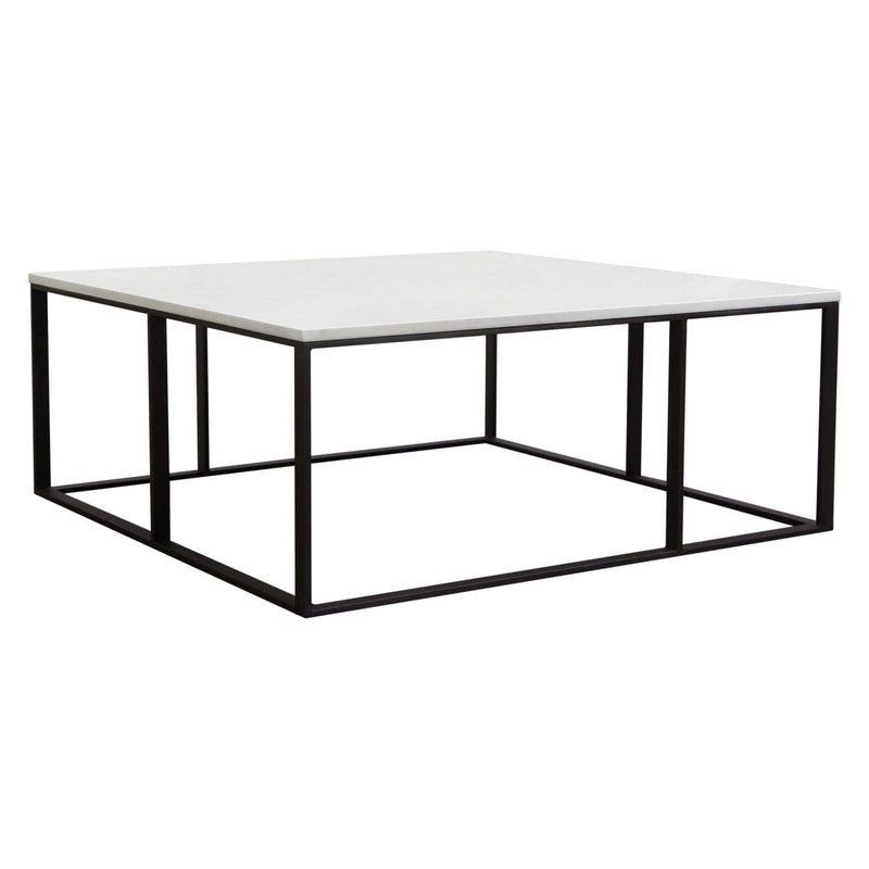 Surface Square Cocktail Table w/ Engineered Marble Top & Black Powder Coated Metal Base by Diamond Sofa - Furniture City (CA)l